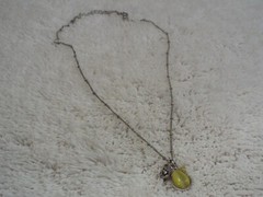 Yellow Cat’s Eye Glass Pendant Necklace (A41)