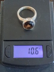 Vintage Designer Oval Cut Smoky Quartz Band Statement Ring Sz 8 Sterling Silver