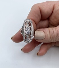 Sterling Silver ring 6.5 CZ Bella Luce Vintage Art Deco Edwardian 6gr JTV