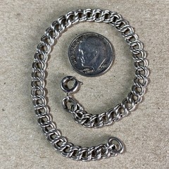 Vtg AC Co Sterling Silver Rhodium Plated Charm Bracelet 7 in. Parallel Link 6.2g