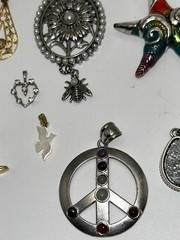 Vintage Estate Necklace Pendants Charms Various Sizes Mixed Materials Lot of 15