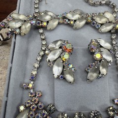 Juliana Vtg Rhinestone 3 piece set necklace bracelet earrings aurora borealis