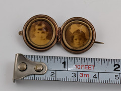 Victorian Double Portrait Photo Brooch Pin Antique Two Kids C Clasp 1.5″