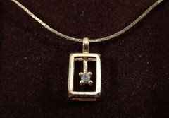 Ronte Beverly Hills VTG Simulated Diamond Shadowbox Necklace 17″ Snake Chain