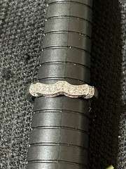 925 Sterling Silver Clear CZ Sparkly Wavy Half Eternity Band Ring 2mm Size 6.75