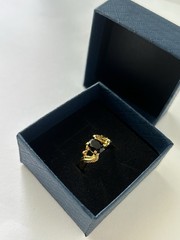 Vintage Black Cubic Zirconia Ring Gold Plated Womens Size 6.5
