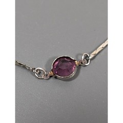 Vintage Medici Purple Glass Station Necklace Silver Tone Bezel Set 16″
