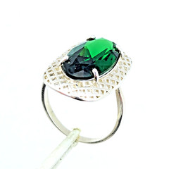 Vintage Luxury RING Silver 925 with Chic Big Bright Stone -size: 9US (19mm)| #53