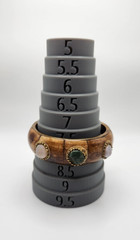 Vintage Brass and Bone with gemstones Bangle bracelet