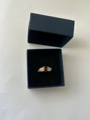 Vintage Red Cubic Zirconia Ring Gold Plated Womens Size 8.5