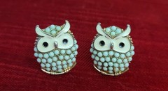 Vintage Clip On Owl Earrings