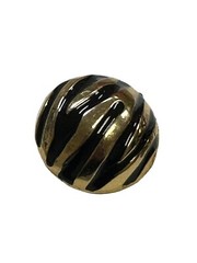 Vintage Clip On Earrings Chunky Tiger Stripe Gold Domed Round Heavy Metal