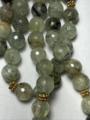 Necklace Green Prehnite Gold Vermeil Clasp Spacer Beads 24” 10mm Faceted Beads