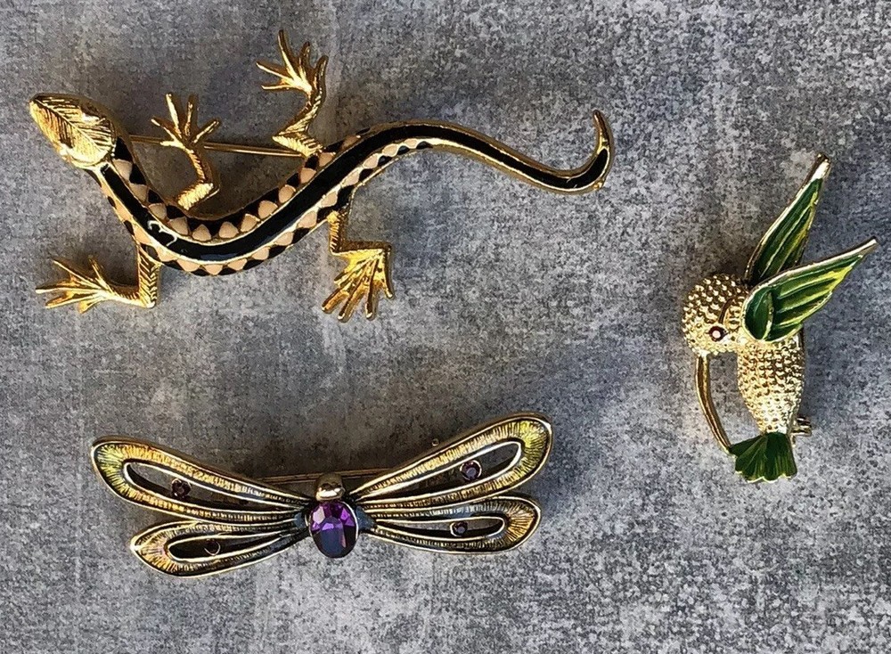 ANIMAL LIZARD HUMMINGBIRD BUTTERFLY BROOCHES LOT MONET GERRY’S SOME RARE VINTAGE