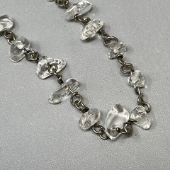 Vintage Stone Bracelet Clear Quartz Gemstone Nugget Healing Chakra Dainty 7.25″