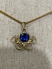 VTG SORRENTO Sapphire Pendant, Earrings Filigree set 1/20GF Italy