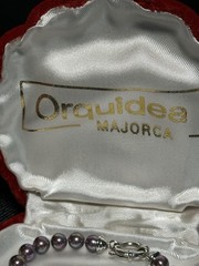 Vtg Orquidea Majorca Pearl Bracelet & Earring Set .925 Sterling Silver BOXED