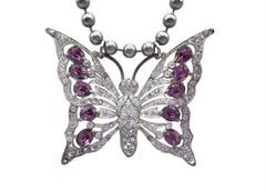 Vintage Art Deco Butterfly Pendant Necklace, Statement Assemblage 28″ Read