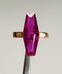 Vintage USSR Soviet Russian Star 58314k Rose Gold Pink Amethyst Ring Size 6.75