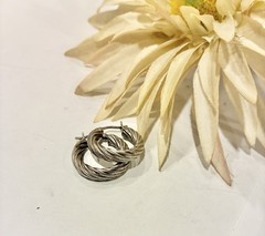 Estate 925 Sterling Silver Hoop Earrings Pierced Twisted 1/2 Inch Vintage