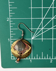Vintage Newpro Dangle Mixed Metal Tribal Hammered Brass Pierced Earrings 1.5”