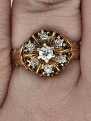 Victorian diamond Ring European cut 14k Yellow Gold Size 6.25