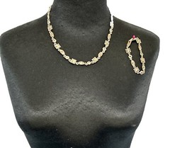 Napier Necklace and Bracelet Set Silver Contemporary Design And Shapes 2 Pieces