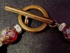 ESTATE Vintage Bracelet, Varied Jasper Beads, Pave’ Spacers, Copper & Gold Leaf