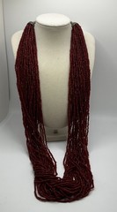 Vintage Red Beaded 26in Necklace Costume Jewelry Multi Strand Estate Statement