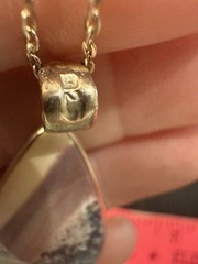 VTG Sterling Silver – Artisan Made Jasper Inlay Oval Necklace Pendant