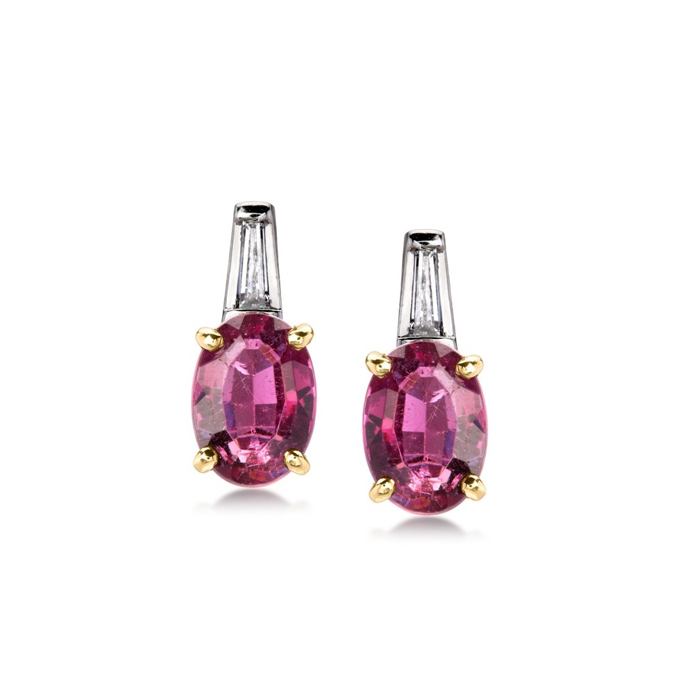 Vint Pnk Tourmaline Drop Earrings w Diamonds in 14k Gold