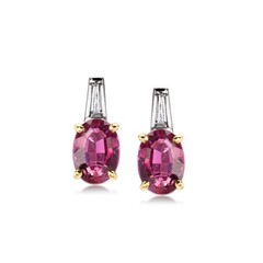 Vint Pnk Tourmaline Drop Earrings w Diamonds in 14k Gold