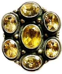 Giant Vintage Hand Crafted Sterling Silver CITRINE Ring Size: 6.5 925/1000