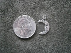 Jezlaine Crescent Moon Vintage Sterling Silver Crystal Bracelet Charm Pendant