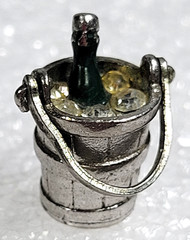 Vintage Wells Sterling Enamel Charm ~ Champagne Bottle in Ice Bucket Rhinestones