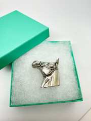 Vtg 1990 Elios Horse Brooch pin Silver Plated Pewter signed Figural Equestrian