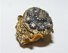 Antique Georgian 1.20CT (Est.) Rose Cut Diamond Filigree Ring 19K Gold S-5.5