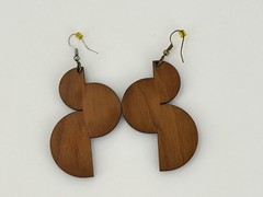 Geometric Wooden Dangle Earrings 3 Inch Modern Art Deco Style
