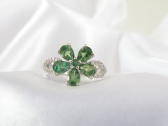 Vintage Sterling Silver Natural Irradiated Green Tourmaline Halo Ring Size 6
