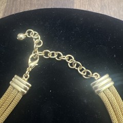 VINTAGE GOLD TONE MESH 3 CHAINS ADJUSTABLE LENGTH NECKLACE
