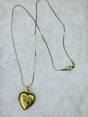 Vintage Double Heart Photo Locket Necklace (c. 1980s–1990s)