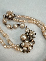 Miriam Haskell Double Strand Baroque Faux Pearl Necklace Vintage Signed