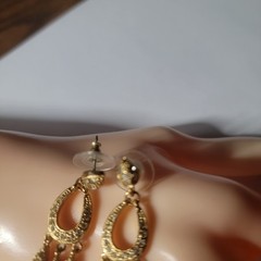 Antique 80th Roman gold white stones small chandelier stud earrings