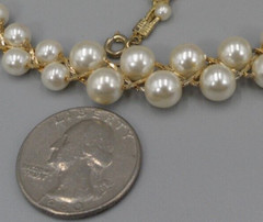Vintage Faux Pearl Necklace Graduated Glass Braided Chain Spring Ring 80s Glam