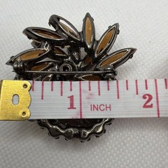 Vintage D&E Juliana Japanned Amber Art Glass AB Rhinestone Floral Brooch Pin VTG