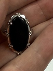Vintage 1960’s 10K White Gold Oval Black Onyx Ring 5.1 Grams Size 6?