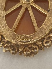 Vintage 1960s -1980s Signed BJ Faux Cameo Brooch Pin Costume Jewelry.
