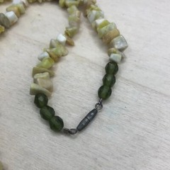 Vintage handmade stone/gemstone bead parrot necklace art to wear statement boho