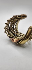 Vintage Cuff Bracelet Artisan Mixed Metal Black Onyx Modernist Brutalist 171.3g