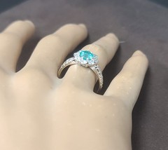 Vintage 14k White Gold Engagement Ring 1.32CT. Blue Neon Tourmaline Round Cut